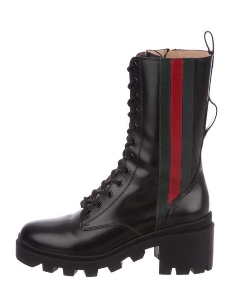 gucci combat boots gucci shoes on|gucci print thigh high boots.